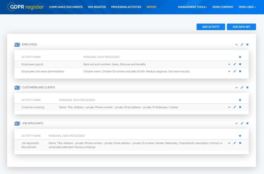 GDPR Register Screenshot 1