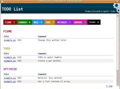 Gedit TODO list plugin in action