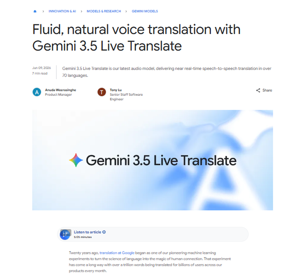 Gemini 3.5 Live Translate Screenshot 1