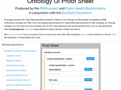 UI Proof Sheet of GenEpiO entities/fields
