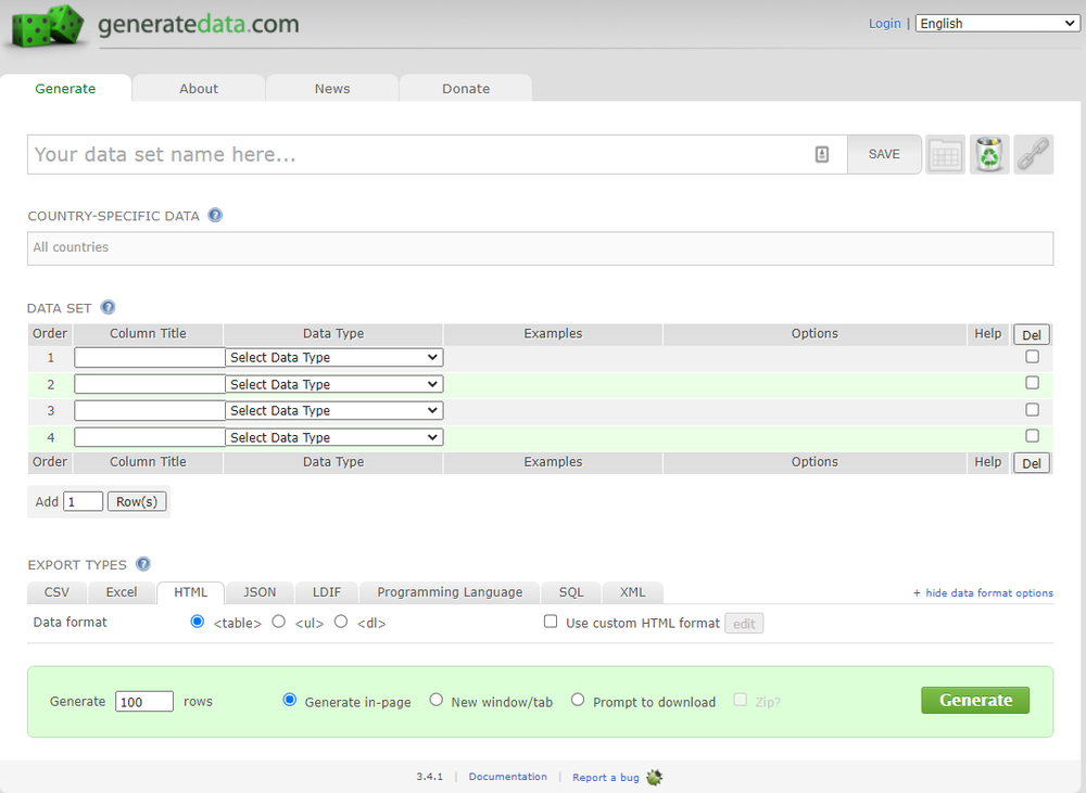 generatedata.com Screenshot 1