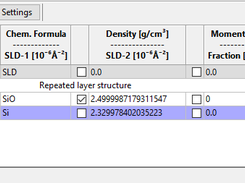 SimpleReflectivity model builder table