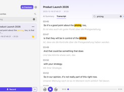 Easily search keywords across all past transcripts