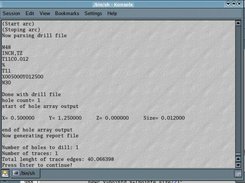 Terminal output from test file created with PCB