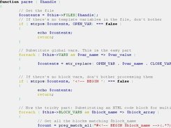 Portion of a PHP templating class highlighted by GeSHi 1.0.0
