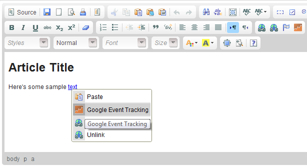 Трекер событий Google — плагин CKEditor :: Системы управления контентом