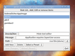 pkexec rule manager script using GForm