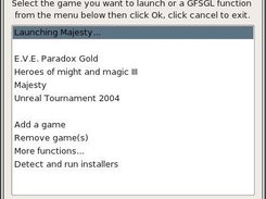 GFSGL 0.92.0 KDE interface launching a game