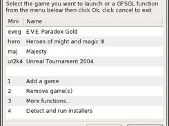 GFSGL 0.92.0 GTK2 interface main menu