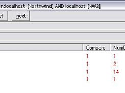 Second screen - showing database diffs