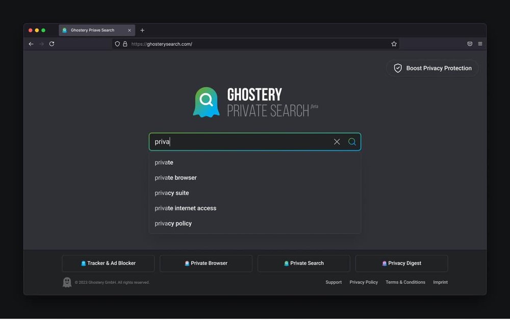 Ghostery Private Search Screenshot 1