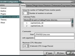 Setup configuration page with FahLimit spinbutton