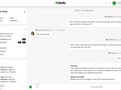 Customer conversation with Gladly Sidekick