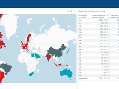 Net Margin Over Countries – Report on net margin profitability globally using a color scale for different countries.