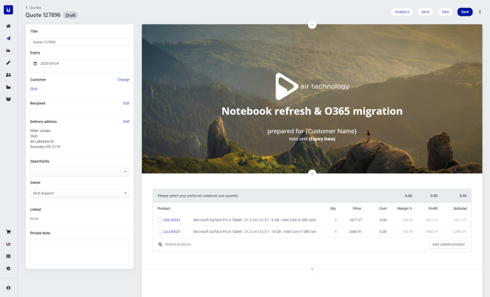 Quote editor