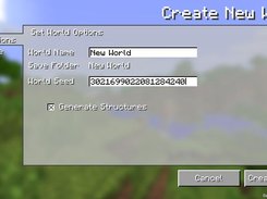 The standard world generation options under the remodelled UI.