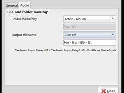 The preferences dialog: Audio tab