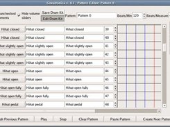 The Pattern Editor window with the drumkit editor turned on