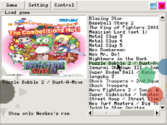 ROM selection menu.