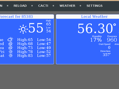 gnhastweb showing the home screen, with the forecast and weather widgets active