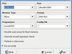 AvrDude configuration window