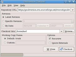 GnubVersion Checkout Main Window