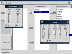 Main window + 2 effects launched: Distort2 and equalizer.