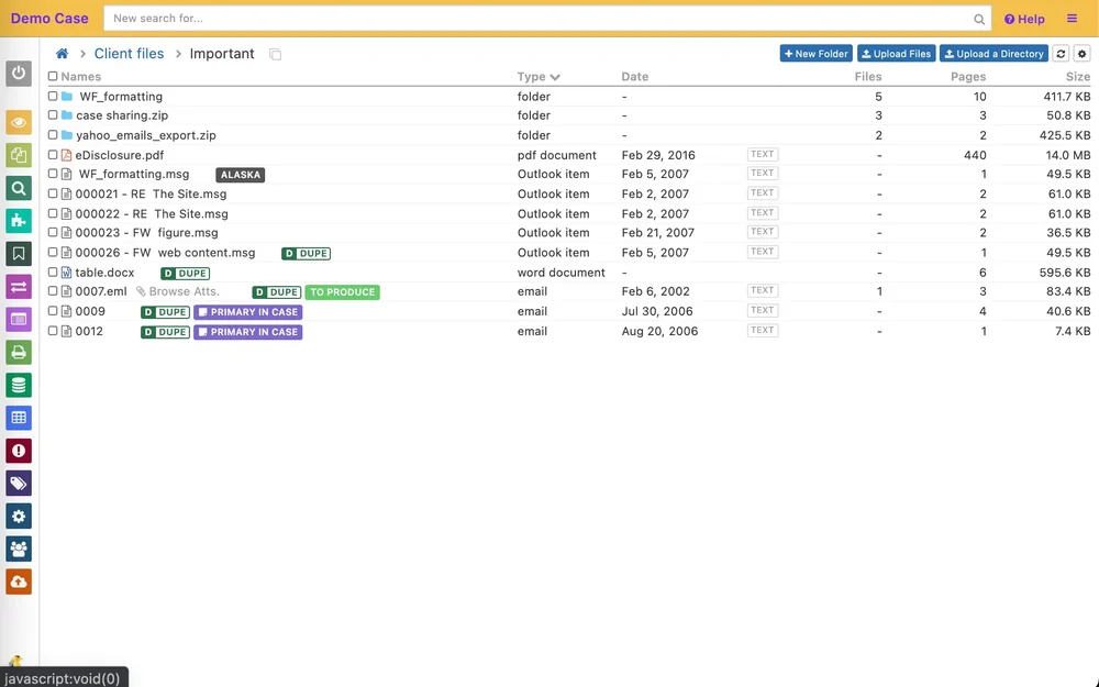Easily manage and navigate through files. Drag and drop to upload.