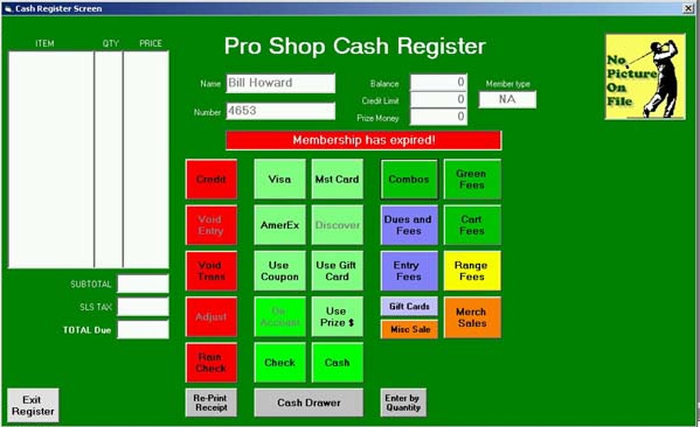 Golf Course Management Software Screenshot 1