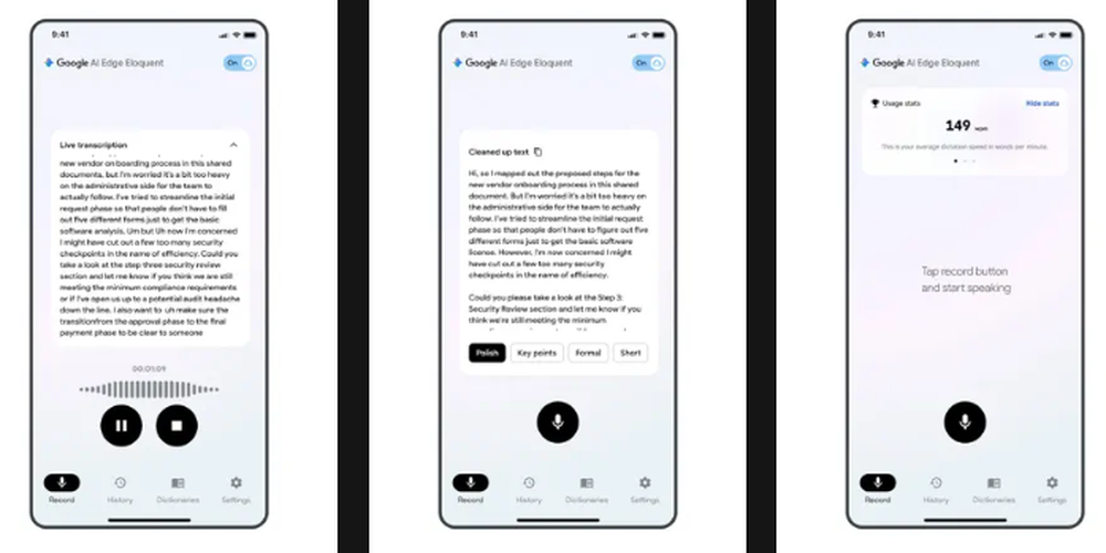 Google AI Edge Eloquent Screenshot 1