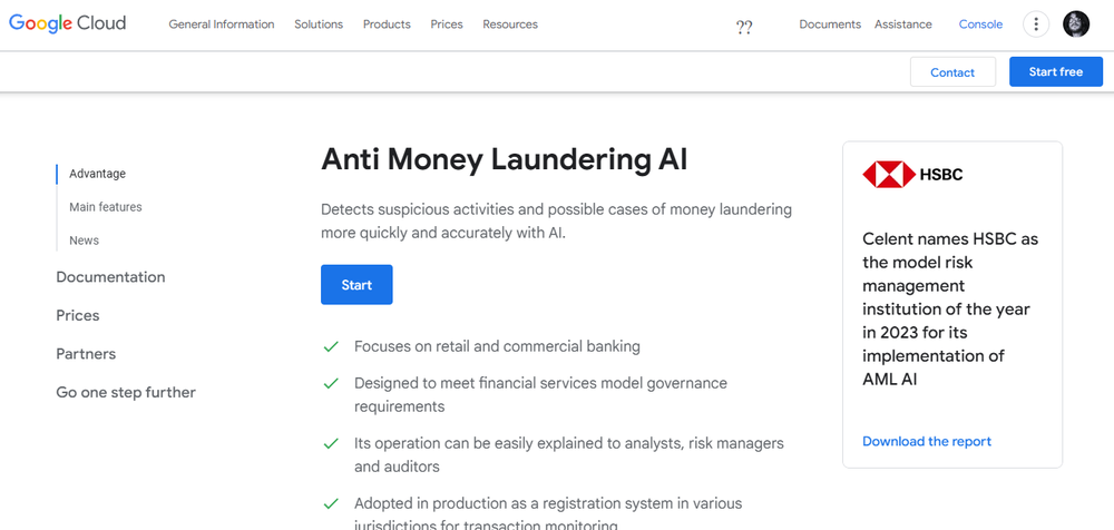 Google Cloud Anti Money Laundering AI Screenshot 1