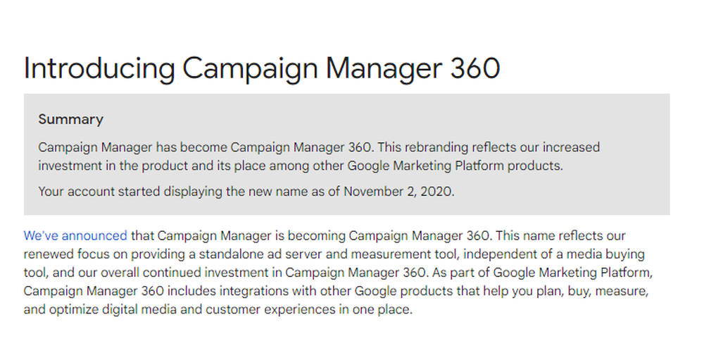 Google Campaign Manager 360 Screenshot 1
