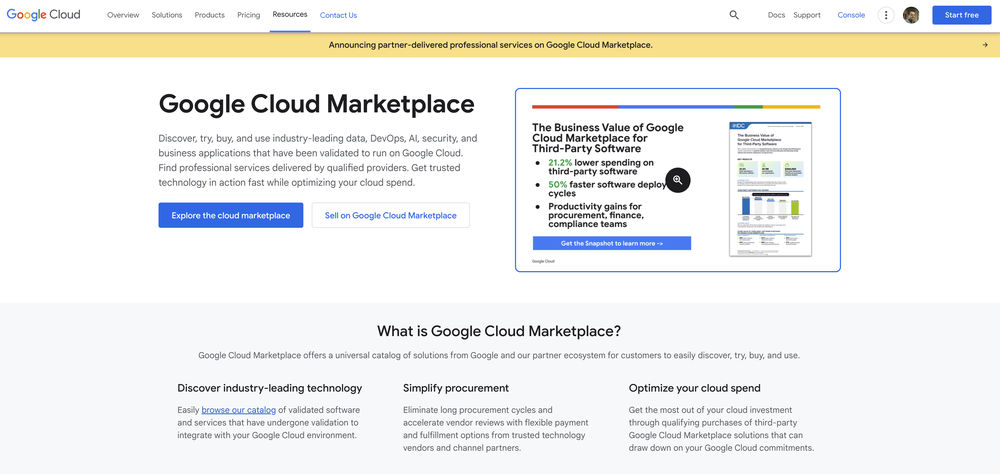 Google Cloud Marketplace Screenshot 1