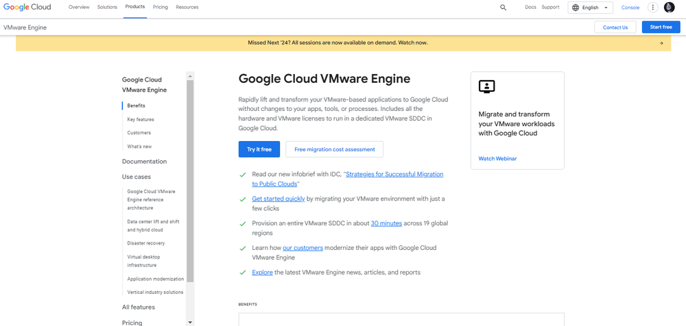 Google Cloud VMware Engine Screenshot 1