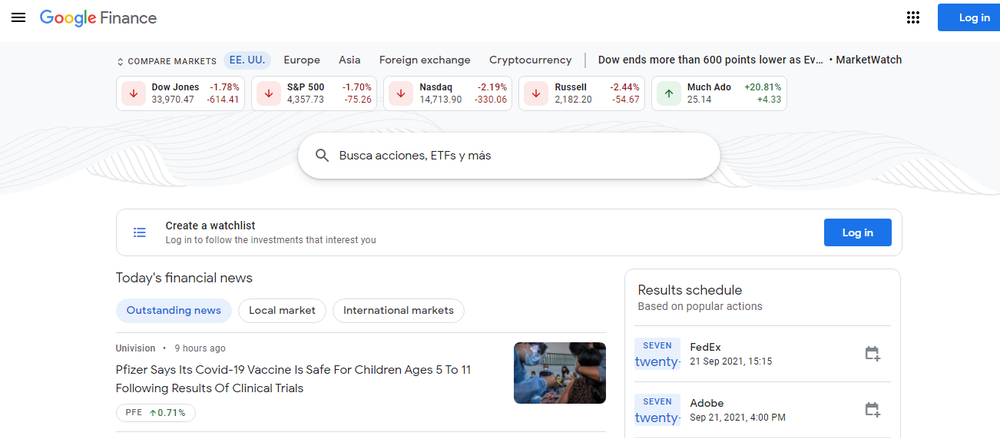 Google Finance Screenshot 1