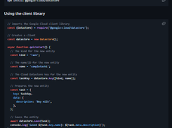 Google Node.js Datastore Screenshot 1