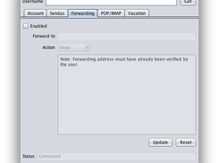 On the Forwarding tab you can enable and set a users forwarding address