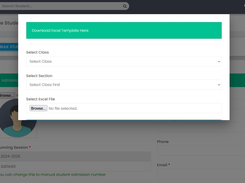 Student form with excel upload