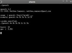 A screenshot of gpacalc 1.0 in xterm.