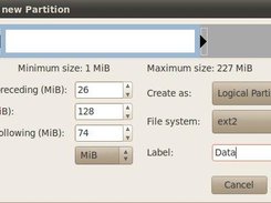 GParted Create New Partition