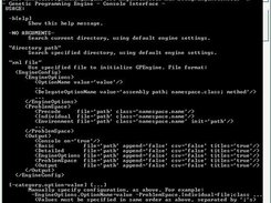 The console interface, displaying usage information.