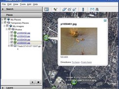 Google Earth shows a KML file created by gpsPhoto.pl.