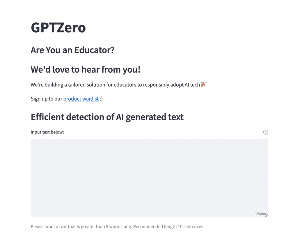 GPTZero Screenshot 1