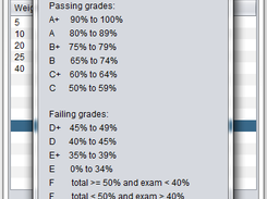 GradeCalcJava Results Window