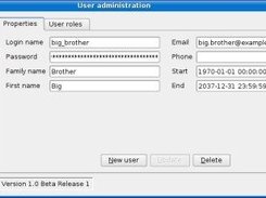 The administration dialog showing the user properties tab