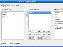 The administration dialog showing the user roles tab