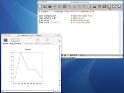example1.gri in an editor window, with output shown