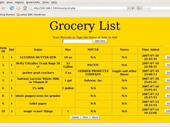 Main page of Grocery List showing sample list