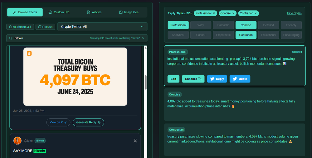 GrowKaito crypto twitter reply tool user-interface