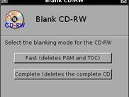 Blanking a CD-RW.